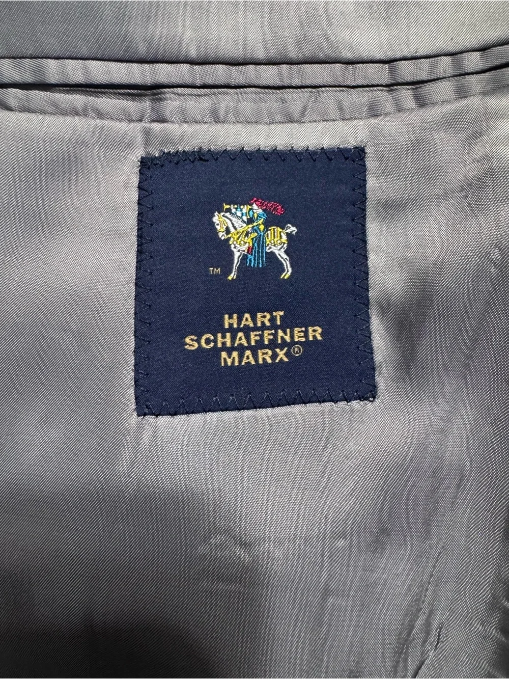 Hart Schaffner Marx Navy Label Gray Lined Blazer